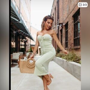 Kittenish Strapless Light Green Dress